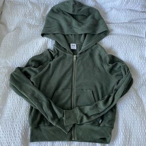 TNA army green waffle zip up hoodie 💚